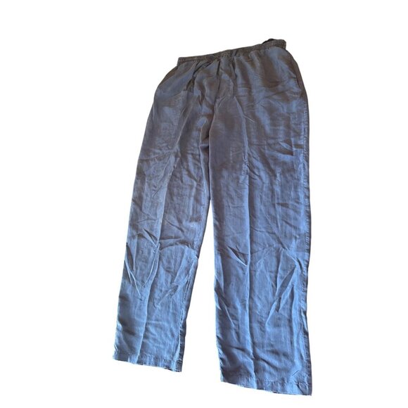 Silk Assets By Davco Womens Elastic Waist Pants M Blue Lightweight 100% Silk - Picture 1 of 5